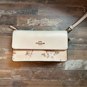 Coach Foldover Wristlet Rose Bouquet Pattern